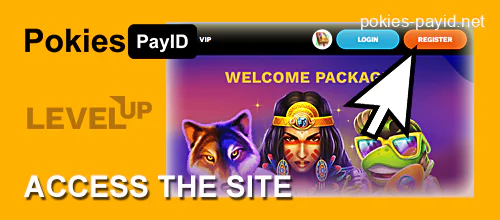 Go to Level up Casino and click on the register button